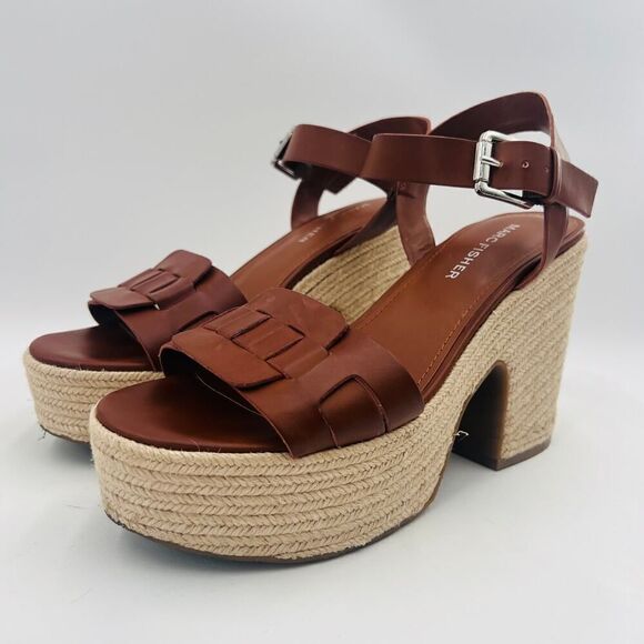 Marc Fisher Viga Espadrille Platform Brown Sandal Size 8.5 - Picture 5 of 11